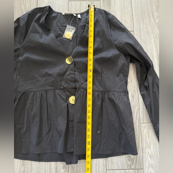 Soft Surroundings|Black Button-Up Blouse with oversized Gold plated buttons•NWT - Picture 14 of 14